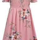 Arshiner Girls Casual Summer Floral Sleeveless Sundress Holiday Cami Dress (10-11 Years, Pink)
