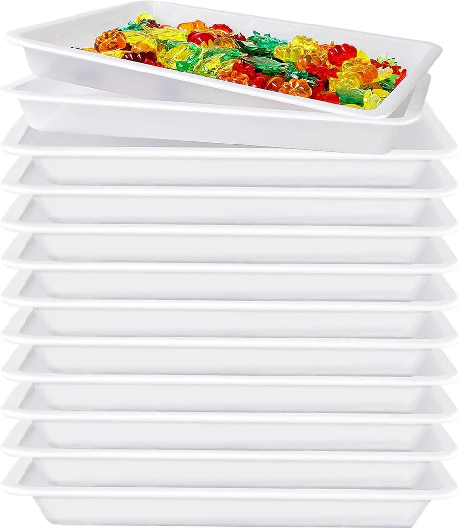 12 Pack Plastic Art Trays,Activity Tray Organizer Serving Tray,Serving Organizer Tray for Kids,School,Home,Painting,Beads,DIY Projects(White)