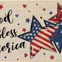 Baccessor Gold Bless America Flag Star Patriotic 4th of July Doormat Independence Memorial Day Home Decor Low-Profile Door Mat Floor Mat for Indoor Outdoor 17x29 Inch