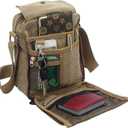 dealcase Canvas Small Messenger Bag for Men Women, Casual Shoulder Bag Chest Bag Travel Carry Bag Multi-pocket Purse (Khaki)