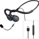 USB Headset with Mic for PC-Laptop,Open Ear Headphones Design for Long Wear, Computer Headset with Call Noise Reduction Premium Stereo Sound for Call Center, MS Teams, Skype, Webinars and More (Black)