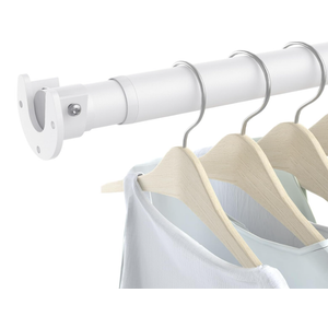 Closet Rods for Hanging Clothes, 17 to 84 Inch Heavy Duty Stepless Adjustable Closet Hanging Rod, 1.3 Inch Diameter Metal Closet Rod for Wardrobes Laundry Bedroom RV, White