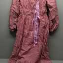 Women Cute Gingham Maxi Dress Vintage Plaid Bow Puff Sleeve Flowy Dress Checkered Square Neck Smocked Long Dresses, Pink, L