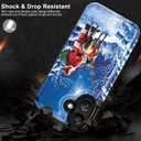 LETO Christmas Wallet Phone Case for iPhone 16 Plus - Flip Folio Leather Kickstand - Credit Card Holder - Shockproof Protective Cover for Women and Girls - Santa with Deer