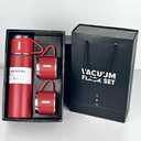 Water Bottle Mug Tumbler Gift Set with 3 Lids – Premium Stainless Steel in Red – Leakproof, Insulated Travel Drinkware Set for Hot & Cold Beverages