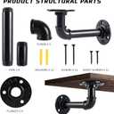 Industrial Pipe Shelf Brackets for 8 10 12 14 inches Board, Iron L Pipe Floating Shelves, Heavy Duty Metal Shelving Brackets -4 Pack Black