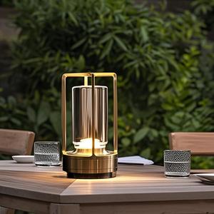 Cordless Rechargeable Table Lamps, Portable Lumisom Crystal Small Lantern Lamp with Touch Control & 3 Color Dimmable, 4000mAh Battery-Powered Klarako Crystal Desk Lanter for Outdoor Indoor (Gold)