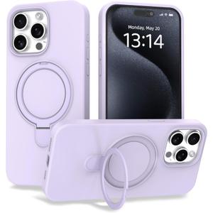 IAIYOXI Case for iPhone 15 Plus Case with Magnetic Invisible Stand - MagSafe Compatible, Military Drop Tested, Shockproof Silicone Cover for Women and Men (6.7", 2023) - Light Purple
