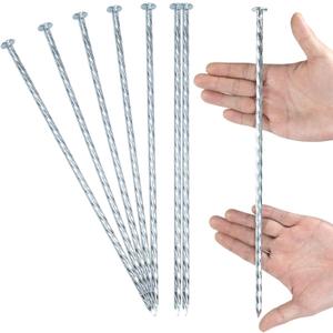 14 Inch Heavy Duty Spiral Landscape Spikes Solid Galvanized Metal Garden Stakes for Speed Bump, Wheel Stop, Paver Edging, Floor Covering, Weed Barriers, Tent, Garden Plants (15)