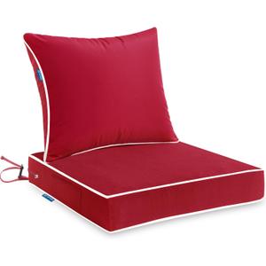 MIULEE Outdoor Seat Cushion Set Red 22 x 22 x 3 Inch Waterproof & Fade Resistant Deep Seat and Back Patio Furniture Cushions with Handle and Adjustable Straps Cushions for Chair Couch