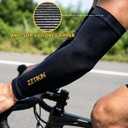 Compression Arm Sleeves(2 Pieces), Black, Anti-Slip Silicone Gripper, Sports Performance (L)
