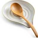 LAUCHUH Spoon Rest for Stove Top, Ceramic Spoon Holder Large Spatula Rest for Kitchen Counter Coffee Spoon Holder Cooking Utensil Rest Modern Farmhouse Kitchen Dcor for Christmas, Cream, 5 Inch