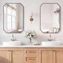 Vanity Bathroom Mirror, 20" x 30" Black Scalloped Mirror for Wall