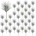 YGbridge Artificial Green Pine Needles Branches, 50 PCS Small Pine Twigs Stems Picks, Fake Greenery Pine Picks for Christmas Garland, Wreath, Home Holiday Decoration (50, Green White)