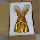Lyrow 8 Inch Gold Resin Bunny Table Decor Easter Thinking Bunny Figurine for Home Table Centerpieces Golden Cute Rabbit Statue for Spring Living Room Shelf Mantel Decorations