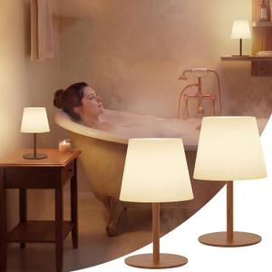 EZVALO Spa-Like Shower Lamp IP65 Waterproof Bathroom Lamp, 4500mAh Rechargeable Cordless Mood Light, 3 Color Temps for Relaxing Bathroom & Bathtub Experience (2 Pack)