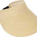 Straw Sun Visors Hats for Women UV Protection, Summer Packable Beach Hat, Wide Brim Foldable Hats for Travel