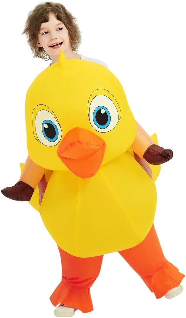 COMIN Inflatable Yellow Duck Costume Cute Blow up Funny Party Halloween Costume for Kids (48)