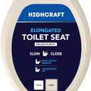 Highcraft B4TSPE Elongated Plastic Toilet Seat Slow Close ? Easy Remove, Bone