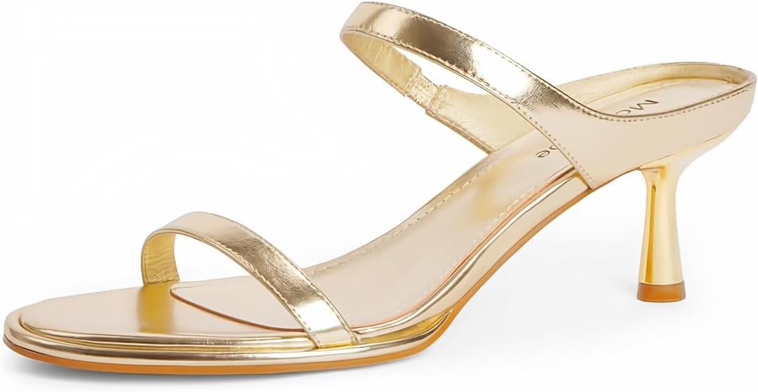 Modatope Two Strap Heeled Sandals for Women Kitten Heel Rounded Toe Heels Women Slip on Open Toe Sandals (10)