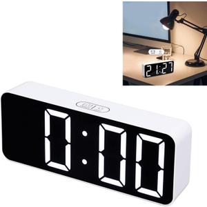 Digital Clock, Large Digital Alarm Clock, Northern European White Simple Large Font Bedroom Clock for Gift Giving