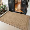 PLEASOR Front Door Mat Outside Entrance, Dirt Resistant and Absorbent Welcome Door Mat Outdoor Indoor, Sturdy Non-Slip Backing Entry Mat, Fade Resistant, Low Profile Doormat for Entryway, 36x24,Beige