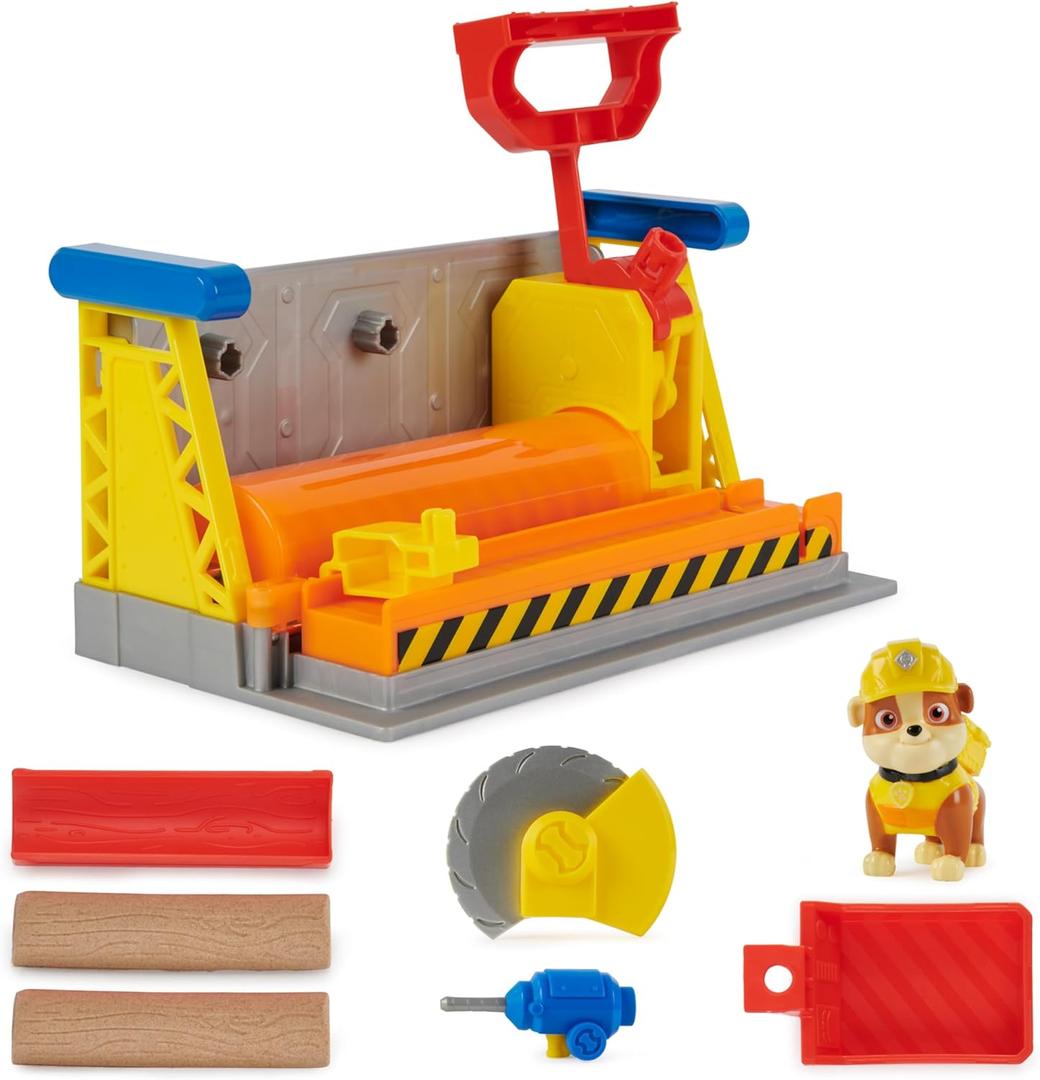 Rubble & Crew, Rubbles Workshop Playset, Construction Toys with Kinetic Build-It Sand & Rubble Action Figure, Kids Toys for Boys & Girls Ages 3+