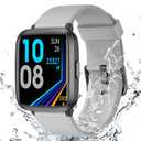 Fitness Tracker Watch with Heart Rate Monitor, Large Screen Activity Tracker with Pedometer, Sleep Monitor, Calories & Step Counter, 5ATM Waterproof Smart Watch for Women Men Fitness Watch for Sports (Gray)