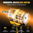 Cordless Impact Wrench 1/2 Inch - Compatible with Dewalt 20V Batteries, 1100 Ft-lbs (1500N.m) High Torque Impact Driver, Brushless Impact Gun with 3 Speed Modes & LED Light (Battery Not Included)