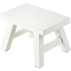 Small Stool Wooden Step Stool Footstool Solid Wood 8 inch for Kids Adults Plant Stand Fishing Stool (White)