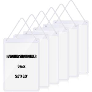 Thyle 6 Pcs Business Retail Hanging Sign Holder 8.3 x 5.8 Inch Plastic Advertising Signage Sign Holder Craftsman's Stall Clear Poster Frame for Store Supermarket Exhibition Mall Restaurant Display