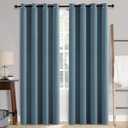MIULEE Linen Texture Curtains for Bedroom Solid 100% Blackout Thermal Insulated Dusty Blue Curtains Grommet Room Darkening Drapes Luxury Decor for Living Room Nursery 52x84 Inch (2 Panels)