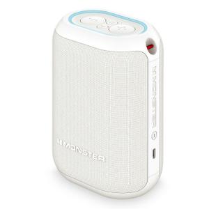 Monster DNA One Waterproof Portable Bluetooth Speaker with Omnidirectional Sound & Qi Wireless Charging Base (White)