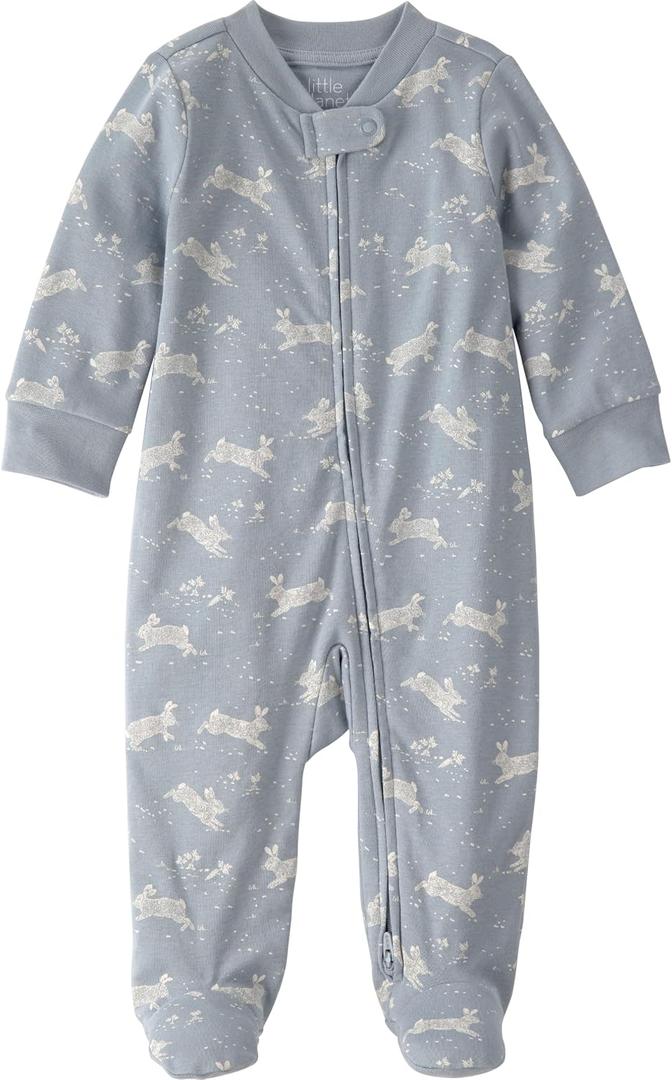Little Planet by Carter's Neutral Sleep and Play made with Organic Cotton, Blue Bunnies, 9M