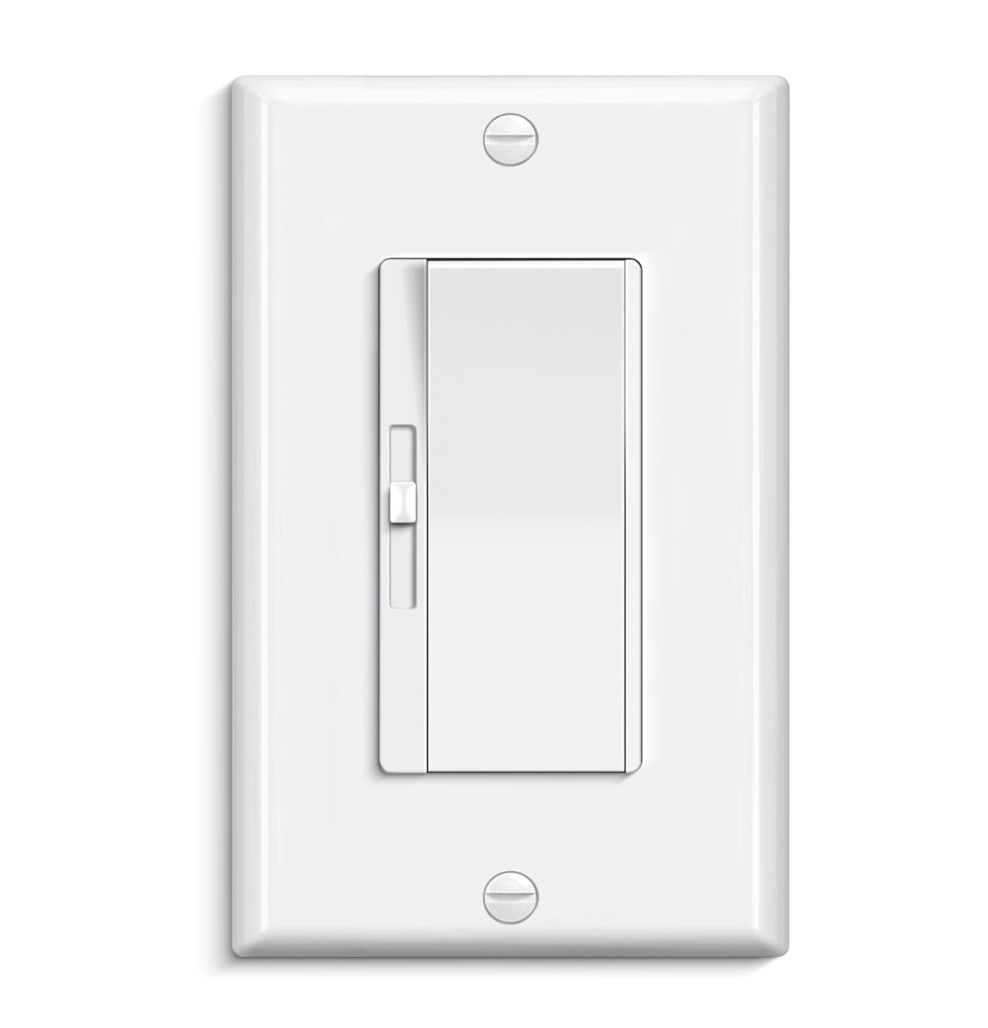 BESTTEN 3 Pack Slide Dimmer Light Switch, Quiet Rocker, Super Slim Single Pole or 3 Way Dimmable Switch, Max 300W LED, CFL, 600W Incandescent, ETL Listed, White