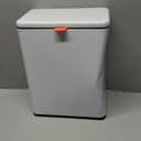 Mbillion Kitchen Compost Bin Hanging Trash Can with Lid 2.1 Gallon Stainless Steel Garbage Can for Kitchen Cabinet Door Mounted Trash Can Under Sink Door RV Bathroom,White