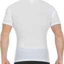 Insta Slim - Made in USA - Mens Slimming Compression Body Shaper V-Neck for Back Support, Gynecomastia & Hernias Nude (White)