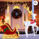 LED Lighted Christmas Reindeer and Santas Sleigh – Color: Multicolor