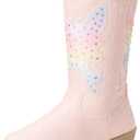 KENSIE GIRL Boots - Girls' Western Cowboy Boots (Toddler/Girl) (11 Little Kid, Multi Pink Studs)