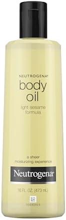 Neutrogena Body Oil Light Sesame Formula, 16 fl oz, Radiant Glow Moisturizer for Dry Skin, Bath & Shower Oil For Smooth and Hydrated Skin