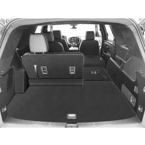 Cargo Liner and Backrest Mat for 2018-2023 Chevrolet Chevy Traverse (and Rear Left and Right Side Panels)- Custom Fit PU Leather Backrest Protector- All Weather Waterproof Trunk Mat (Carbon Fiber)