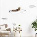 Wall-Mounted Cat Bed and Perch  Space-Saving Cat Furniture with Removable Carpet, Curved Wooden Shelf and Steps for Climbing, Lounging, and Scratching