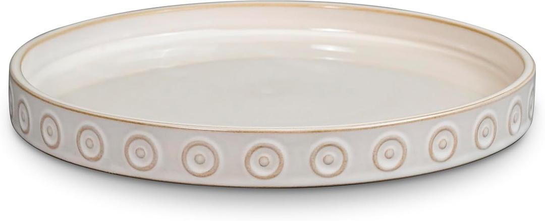 Eightpot Plant Saucer for Indoors - Ceramic Plant Saucer for Outdoors 11.4 Inch Plant Water Catcher Tray Plant Pot Saucer Plant Drip Tray Drainage Large Plant Plates to Catch Water, Cream White