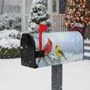 3PCs Winter Christmas Mailbox Covers Magnetic Standard Size, 21x18 Inch Santa Cardinal Snow Letter Box Cover Sets, Waterproof Holiday Mail Box Wraps Yard Garden Decorations