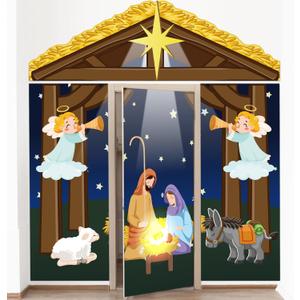 4 Pcs 98 Inch Nativity Christmas Door Decoration Holy Night Religious Door Cover Christian Porch Banner Decor for Classroom Winter Holiday Photography Home Party Decor