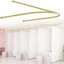 Curtain for Beauty Salon, Beauty Salon Privacy Partition Curtain, Wall Hanging Room Dividers Without Curtain, U-Shaped Room Rod with Ceiling Support,for Bedroom Hotel (Gold Rod)
