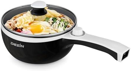 Dezin Hot Pot Electric Upgraded, Non-Stick Sauté Pan, Rapid Noodles Electric Pot, 1.5L Mini Portable Hot Pot for Steak, Egg, Fried Rice, Ramen, Oatmeal, Soup with Power Adjustment
