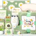 Birthday Gifts for Women, 12Pcs Happy Birthday Gift Basket for Women Unique Gifts Set Ideas Relaxing Birthday Box w/ Blanket for Her Mom Best Friends Female Sister Coworker Her Friendship (Green)