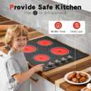 24 Inch Electric Cooktop - 4 Burner Drop-in(22.05"x19.3") Ceramic Stove Top 6000W, 220V Electric Stove, 9 Power Level, Pause, Safety Lock, Touch & Knob Control, 240V Hard Wired (No Plug)