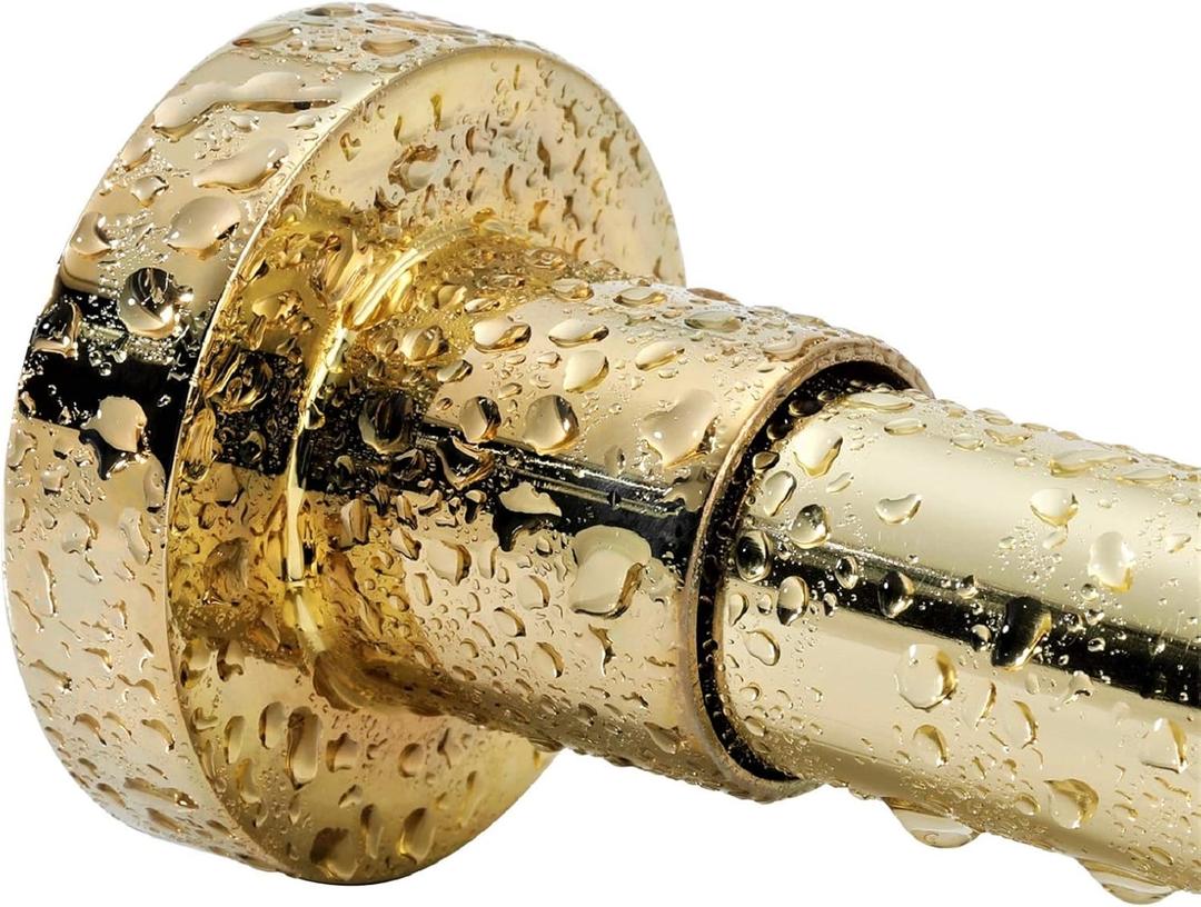 Spring Tension Curtain Rod 43-73 Inches, Rust-Resistance and Non-Slip Shower Curtain Rod for Window or Bathroom, Gold